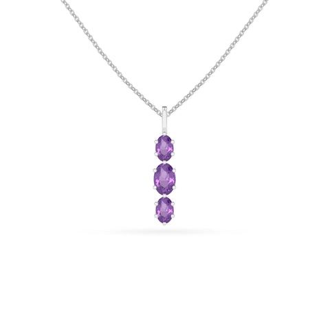 natural amethyst oval shape pendant necklace