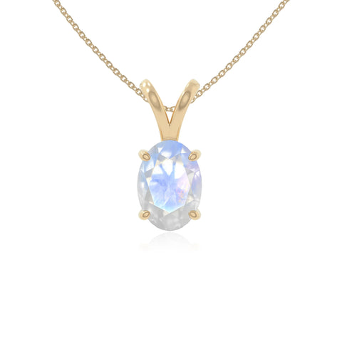 rainbow moonstone v-bale solitaire necklaces in yellow gold vermeil 