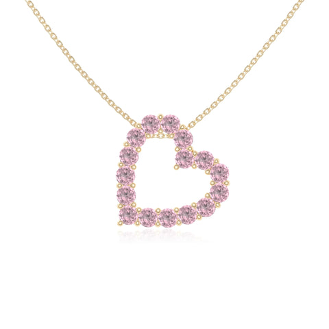 natural pink-tourmaline heart necklaces in yellow gold vermeil 