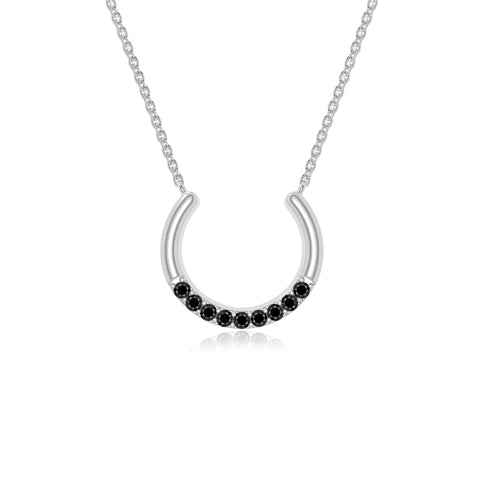 natural black-onyx horse shoe necklaces in sterling silver 