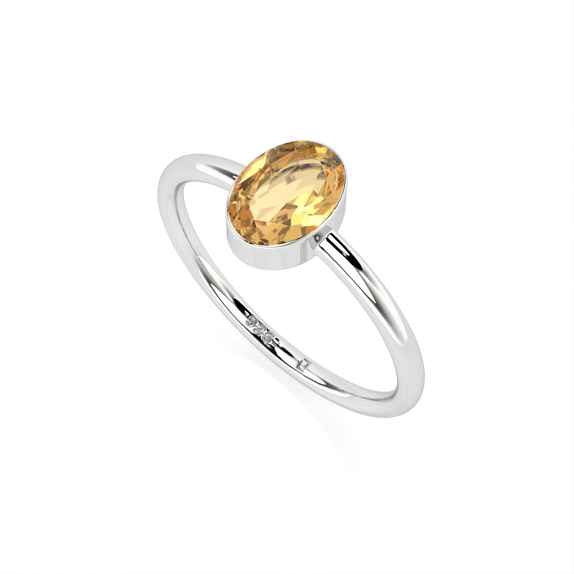 citrine oval cut stackable bezel-set ring