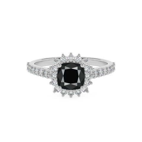 natural black-onyx cushion half eterity halo solitaire engagement ring