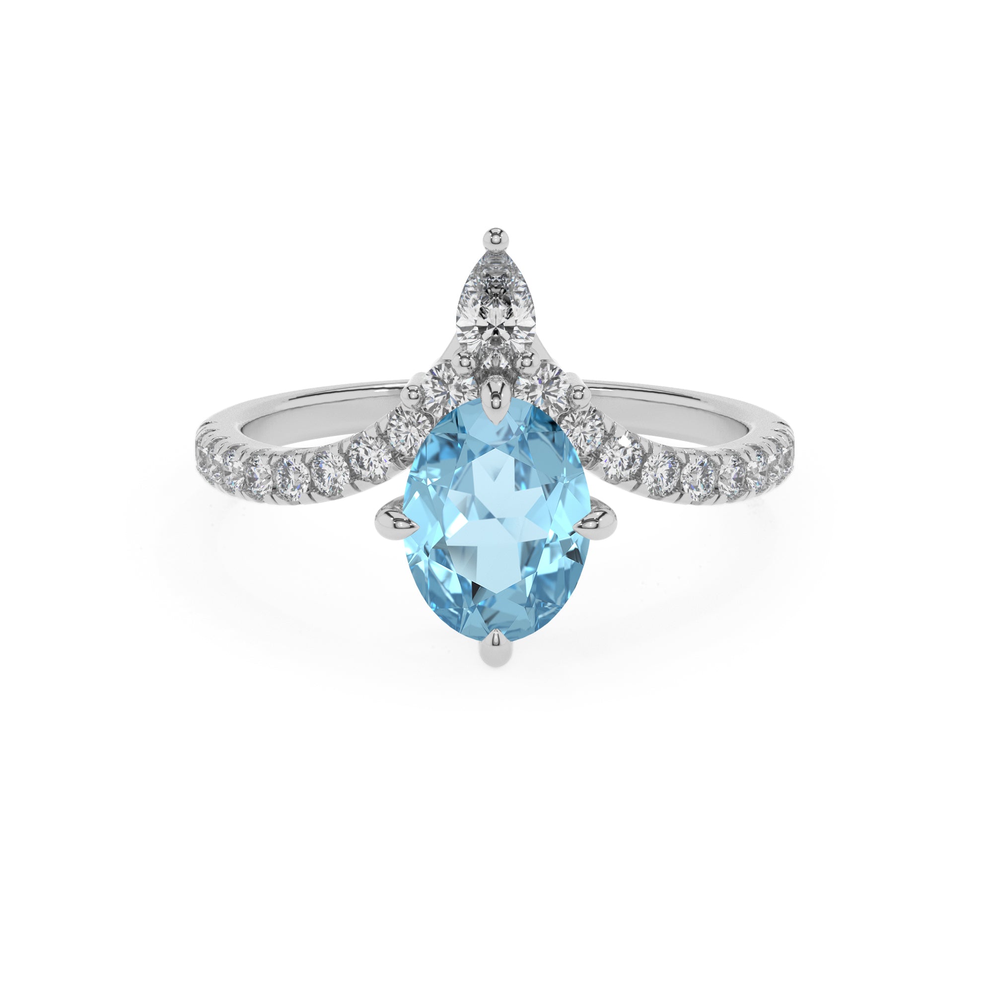 lab grown aquamarine oval solitaire engagement ring