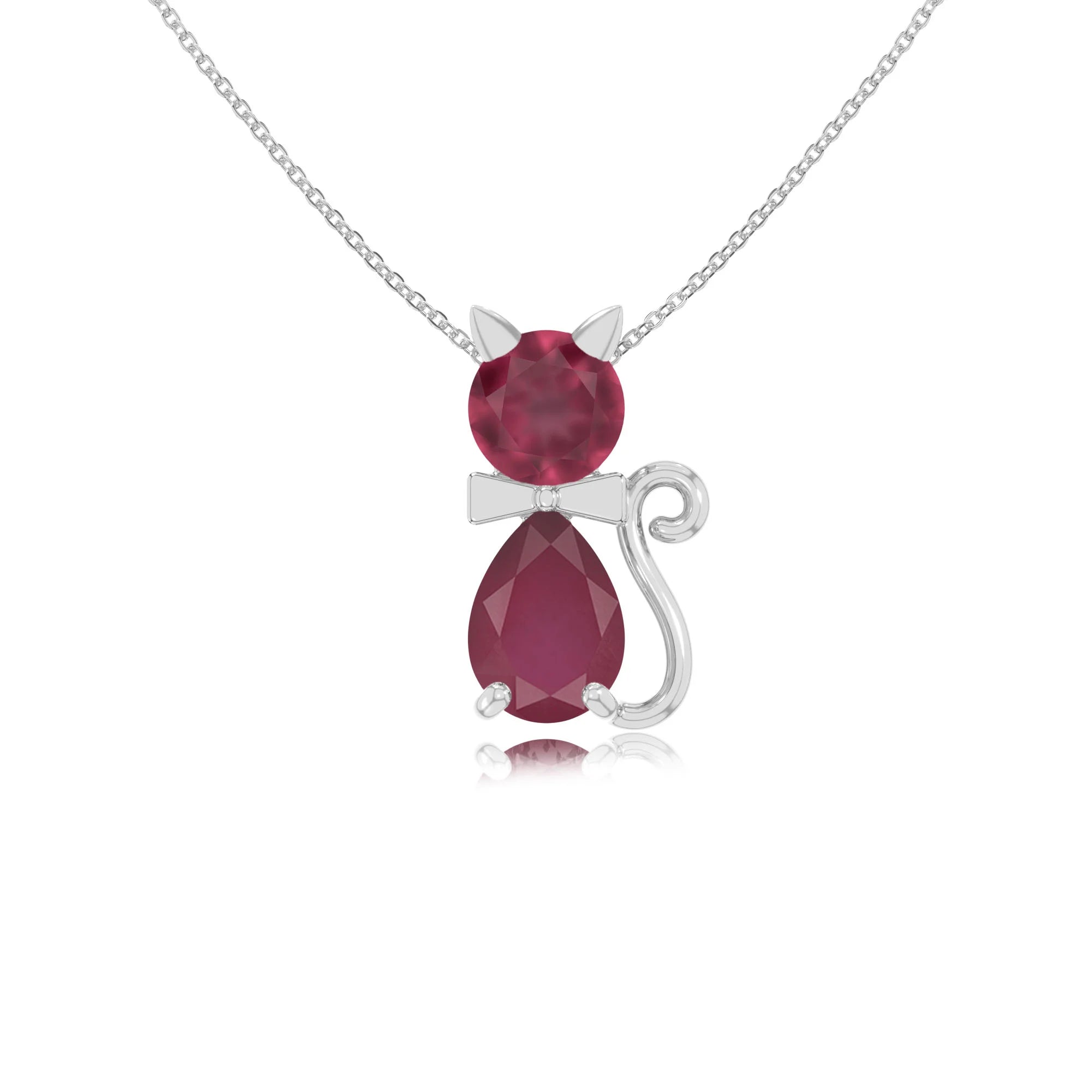 natural ruby cat necklaces in sterling silver 