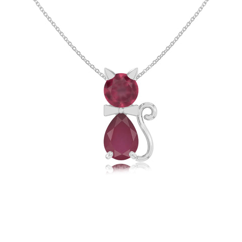 natural ruby cat necklaces in sterling silver 