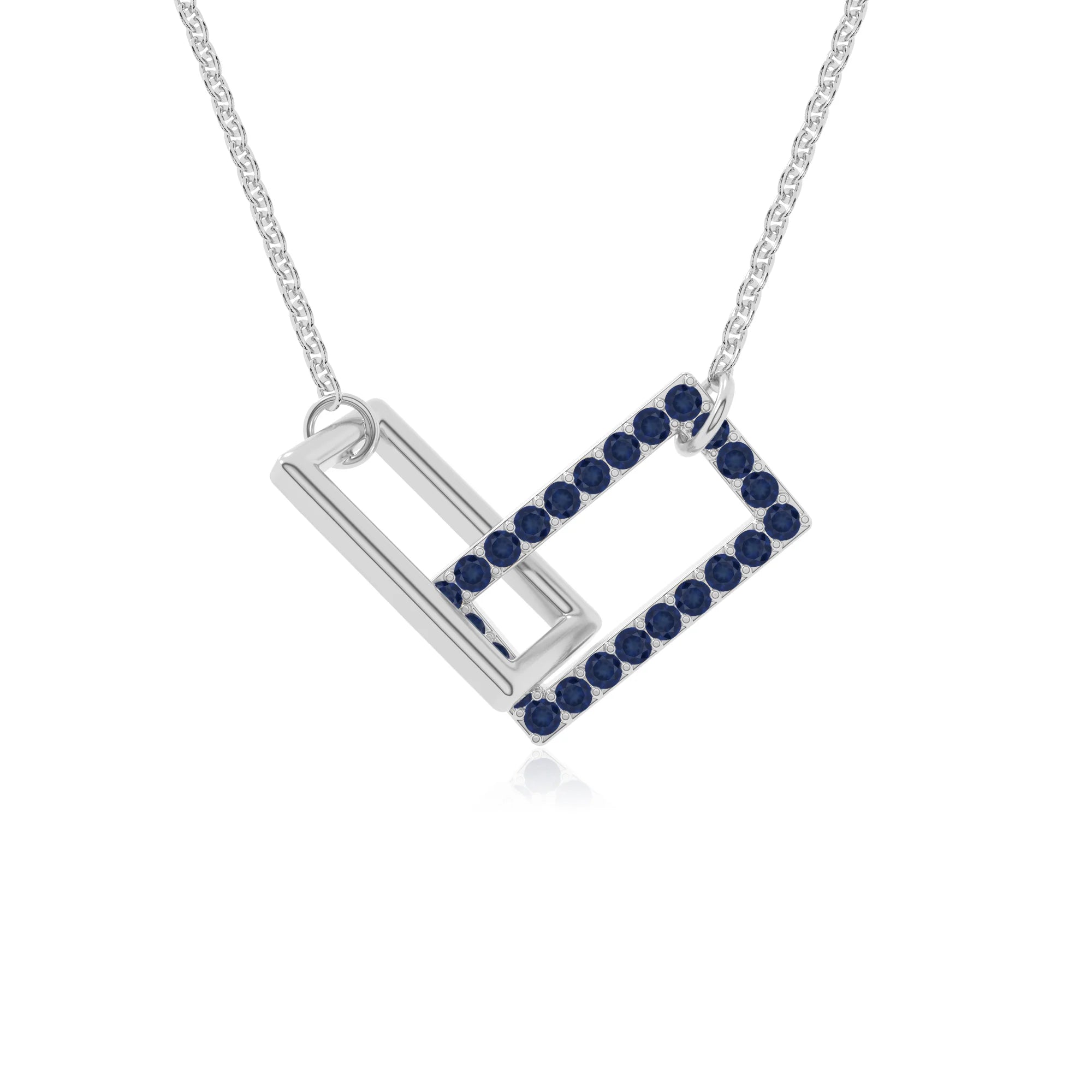 natural blue sapphire interlock necklaces in sterling silver 
