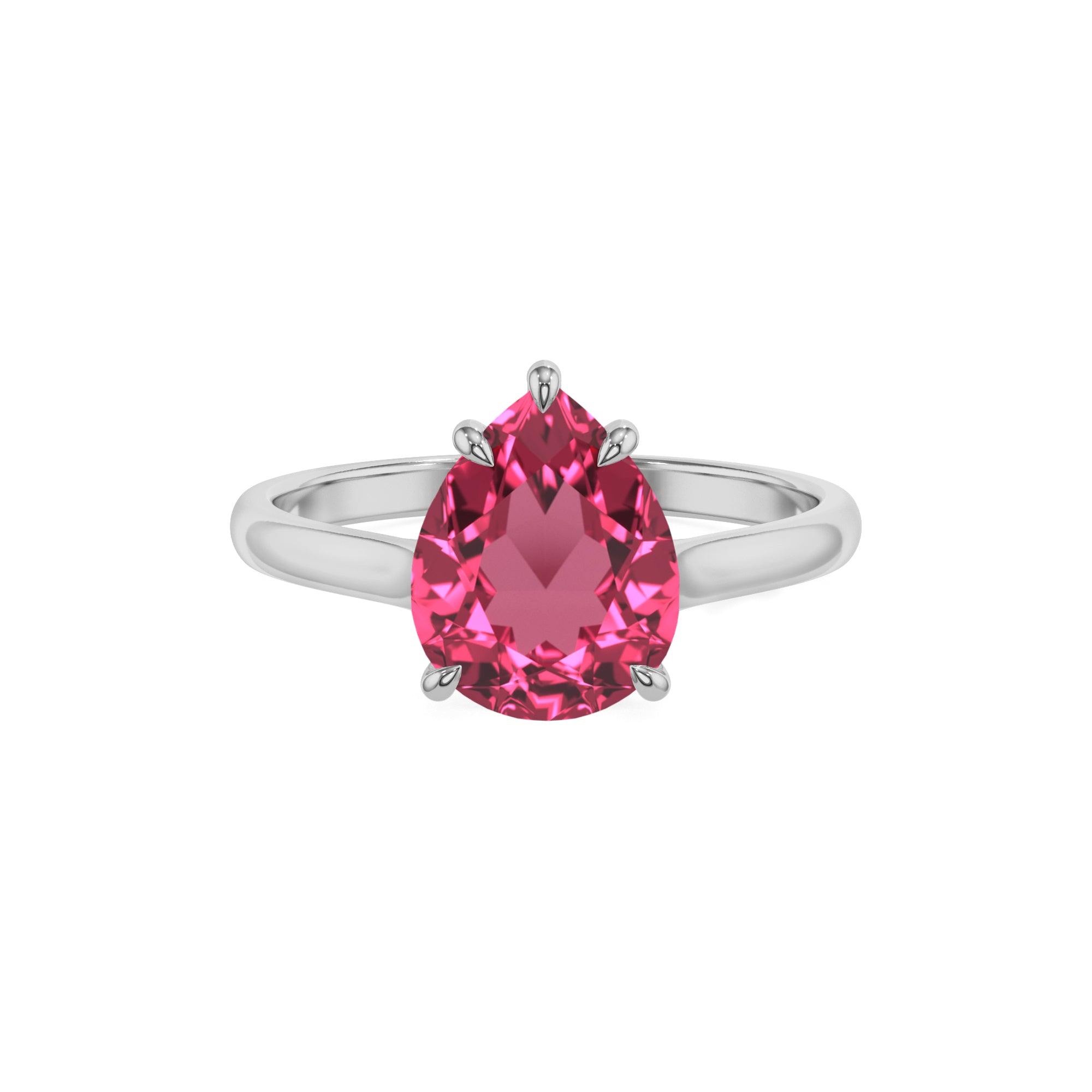 lab grown pink tourmaline pear solitaire engagement ring