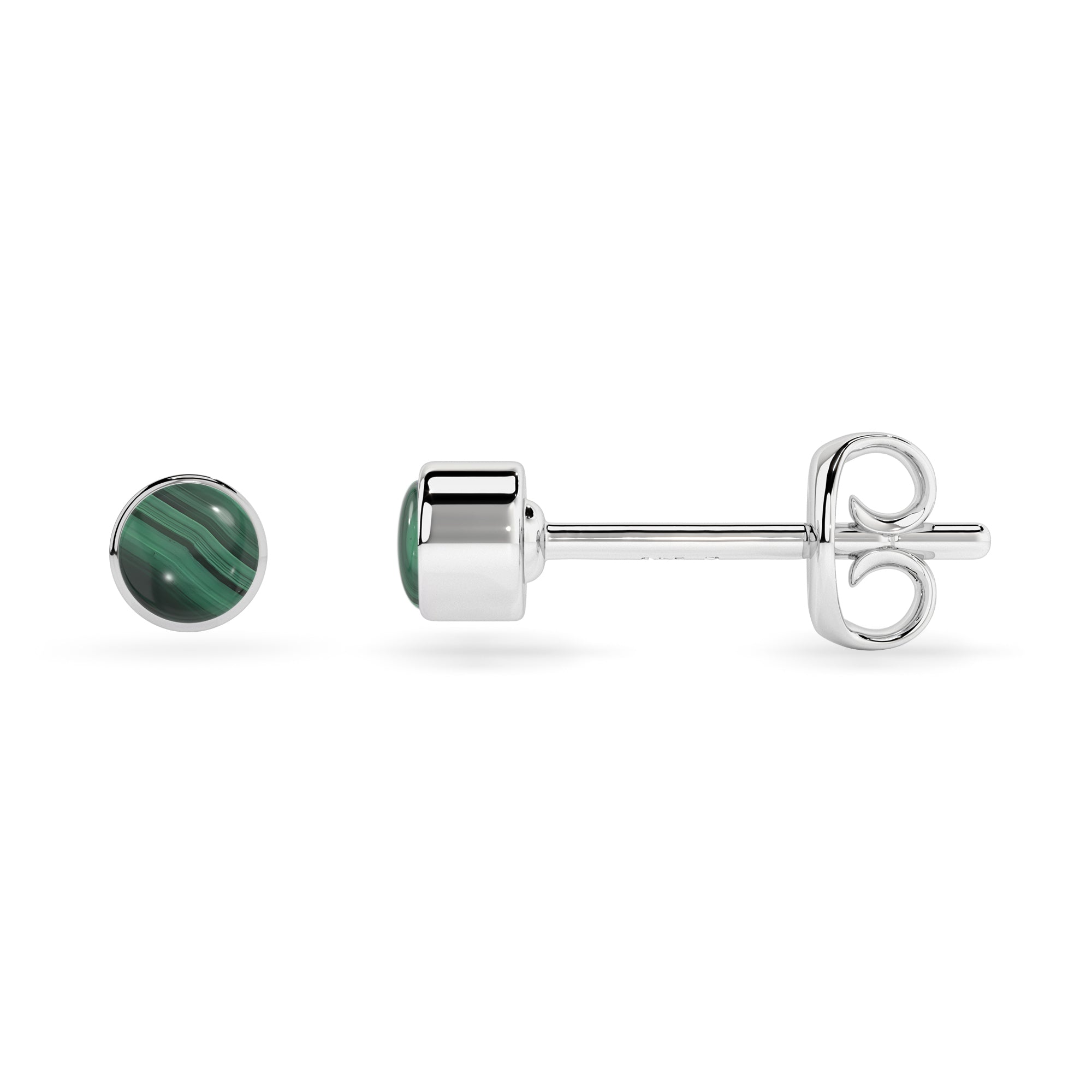 natural malachite round shape stud earrings