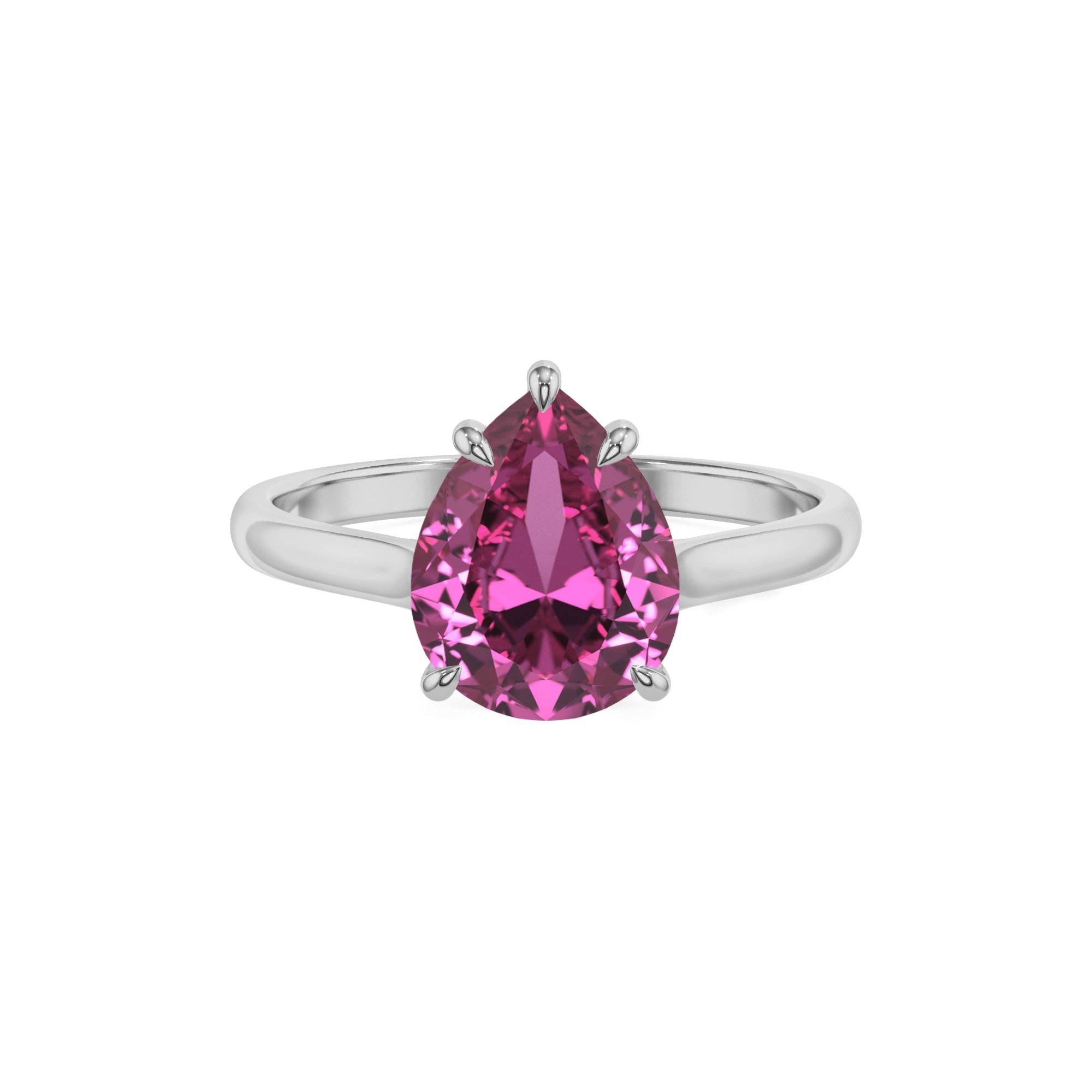 lab grown pink sapphire pear solitaire engagement ring