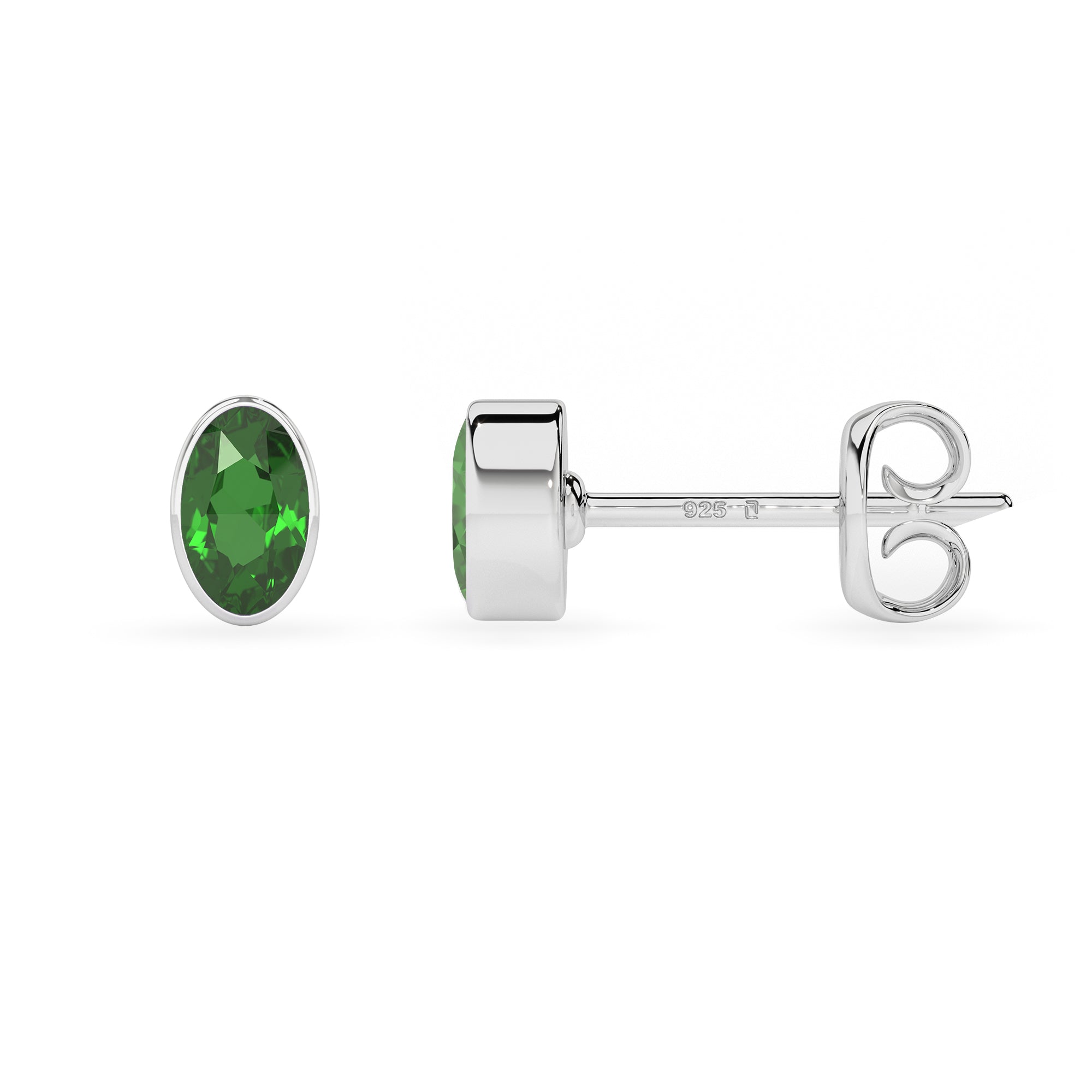 natural chrome diopside oval shape stud earrings