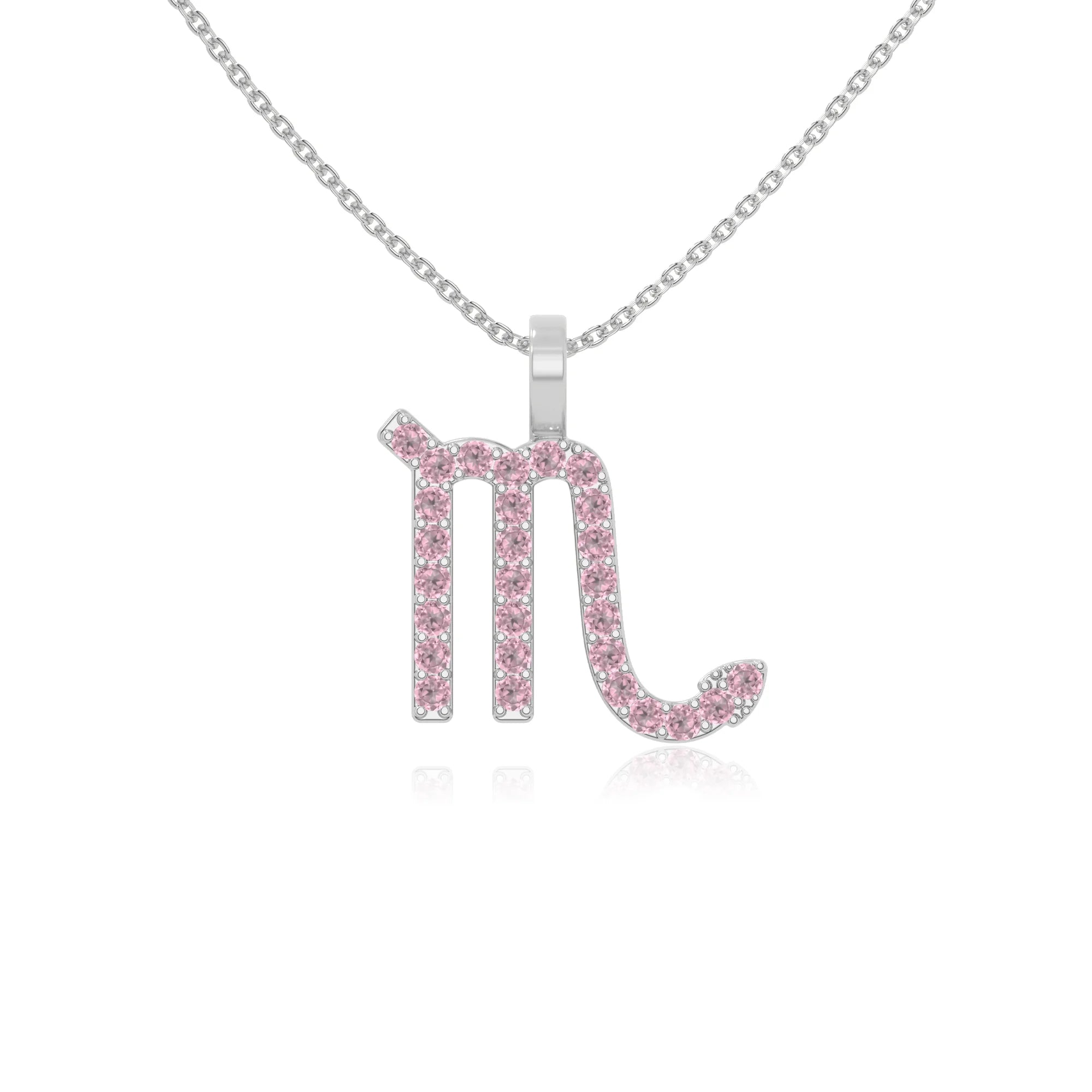 natural pink-tourmaline scorpio zodiac necklaces in sterling silver 