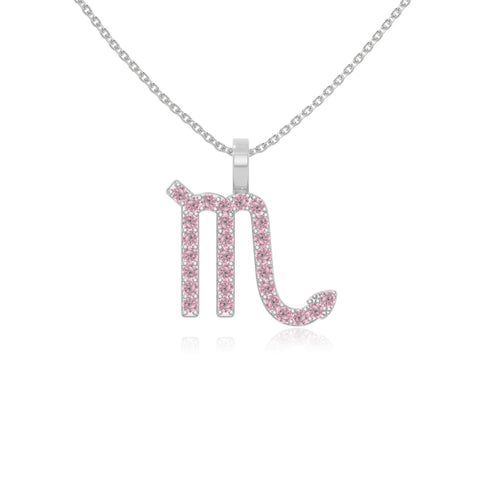 natural pink-tourmaline scorpio zodiac necklaces in sterling silver 
