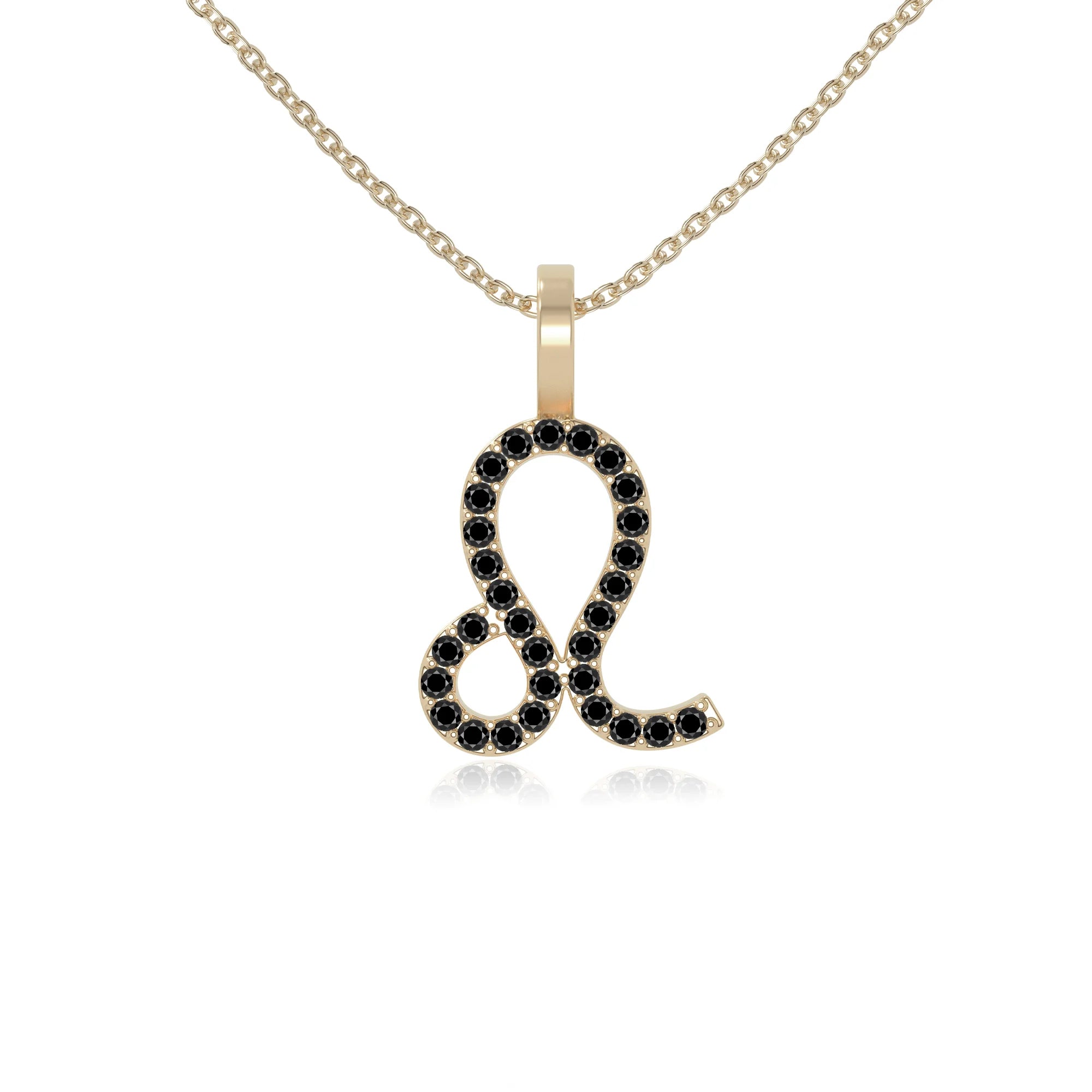 natural black-onyx leo zodiac sign necklaces in yellow gold vermeil 