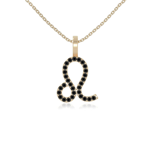 natural black-onyx leo zodiac sign necklaces in yellow gold vermeil 
