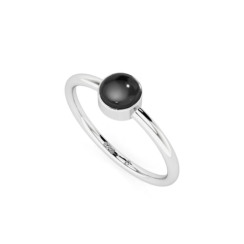 black onyx round cab stackable bezel-set ring