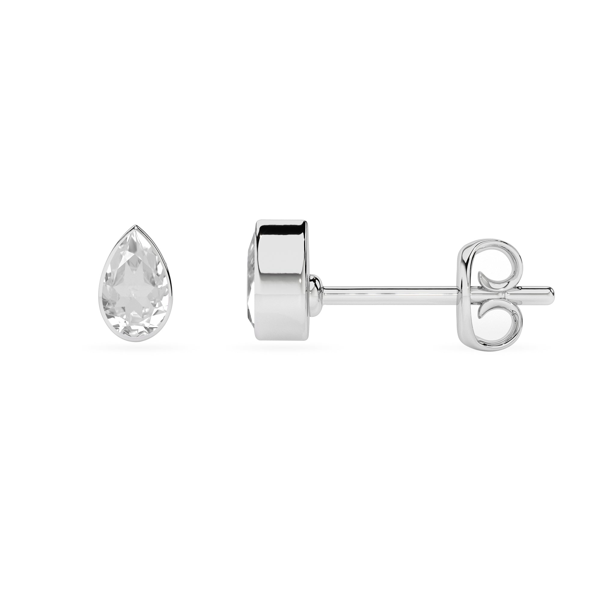 natural white topaz pear shape stud earrings