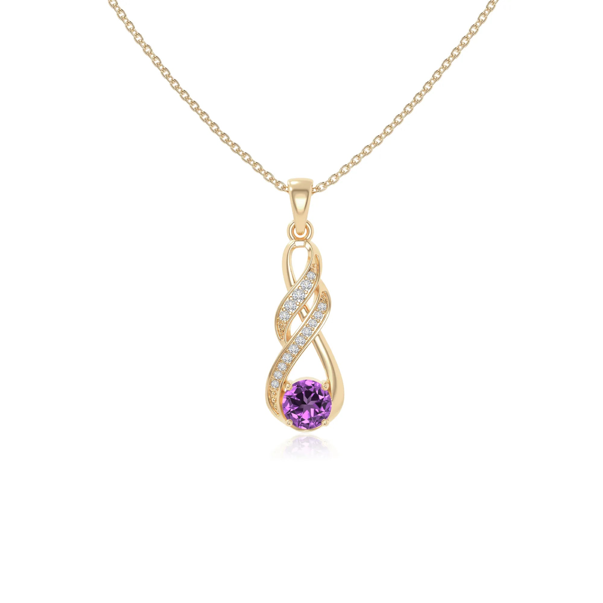 natural amethyst infinity necklaces in yellow gold vermeil 