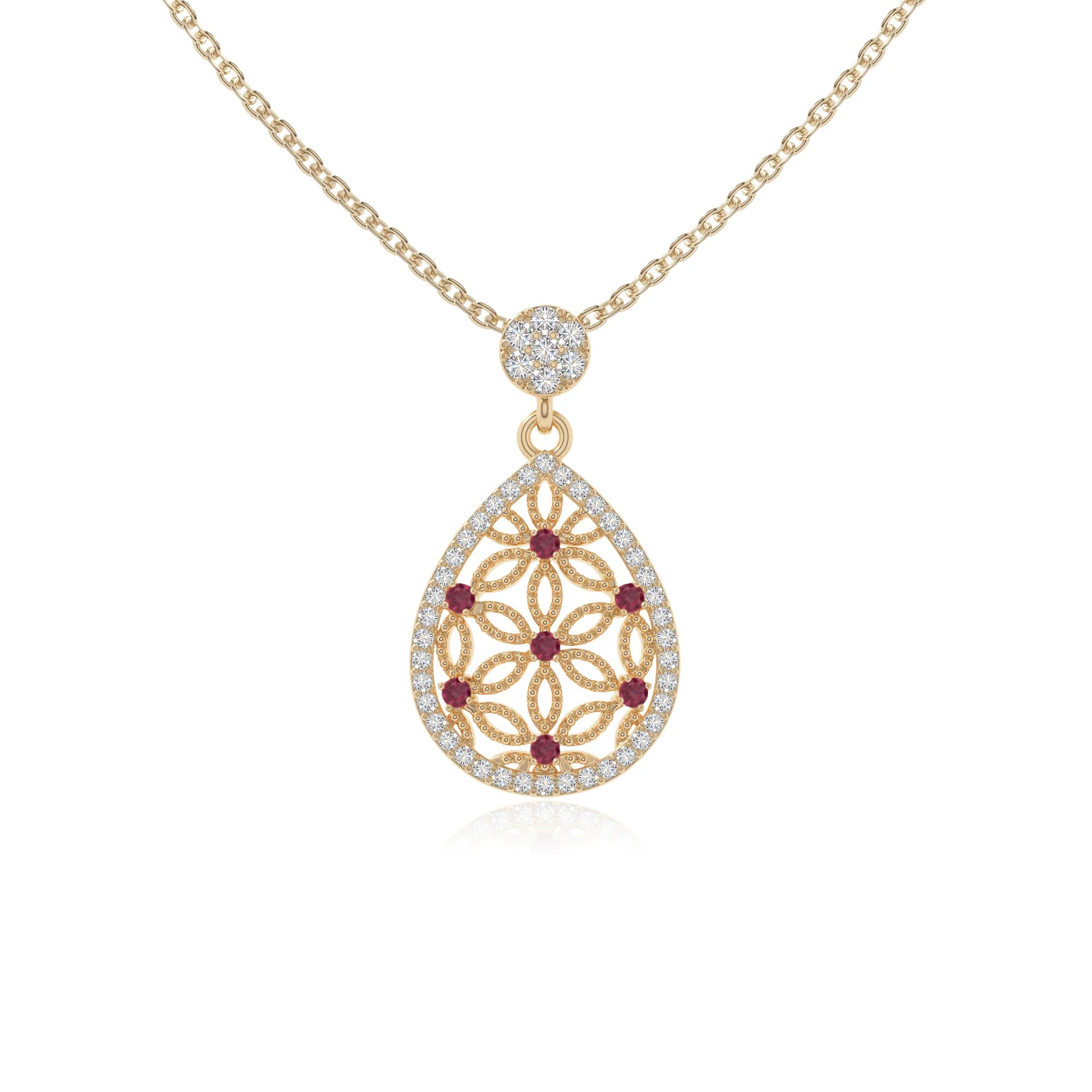 natural ruby infinity love knot necklaces in yellow gold vermeil 