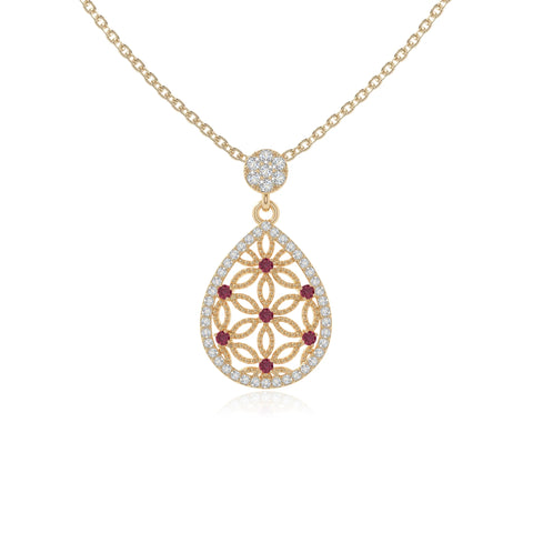 natural ruby infinity love knot necklaces in yellow gold vermeil 
