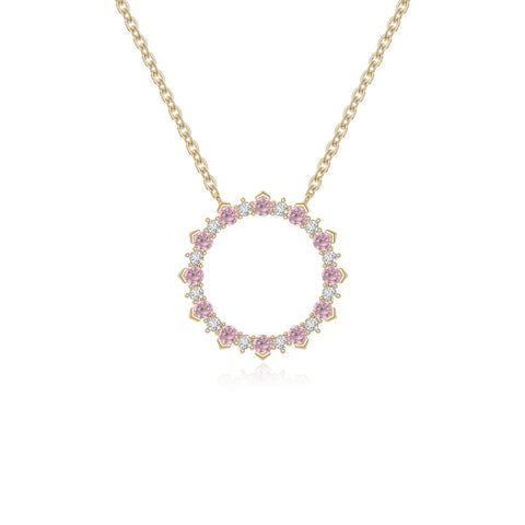natural pink-tourmaline sun necklaces in yellow gold vermeil 