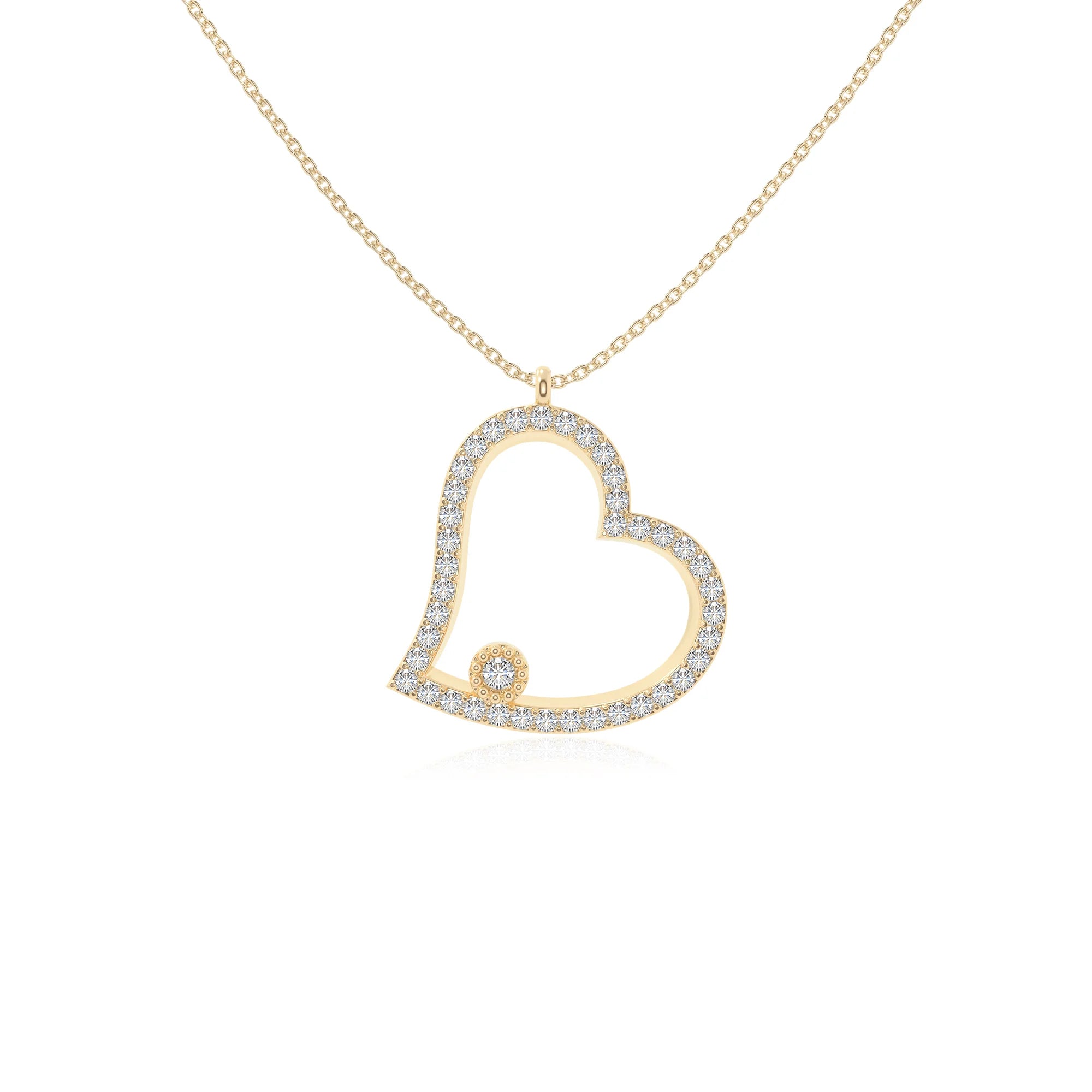 moissanite heart necklaces in yellow gold vermeil 