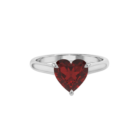 natural garnet heart solitaire engagement ring