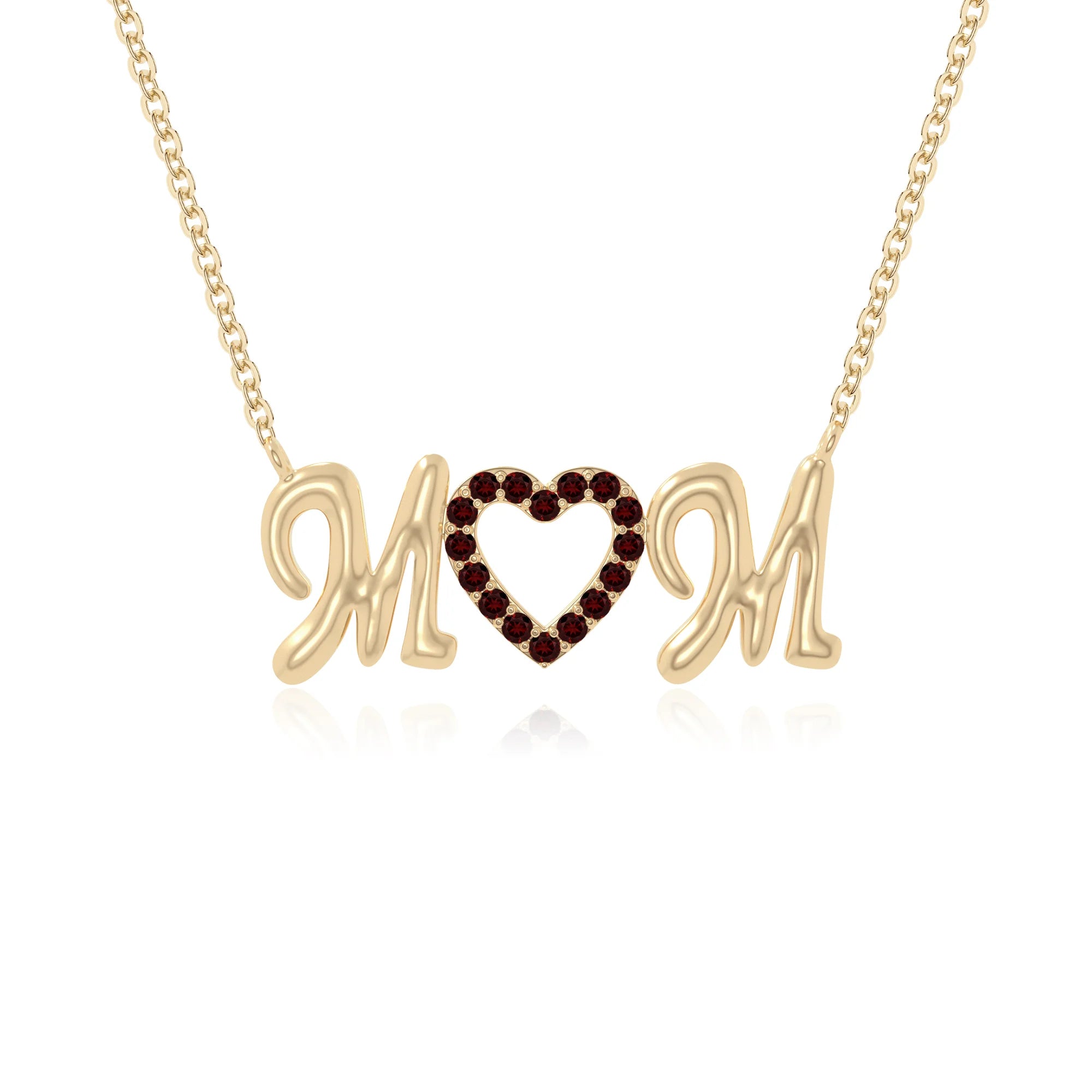natural garnet mom heart necklaces in yellow gold vermeil 
