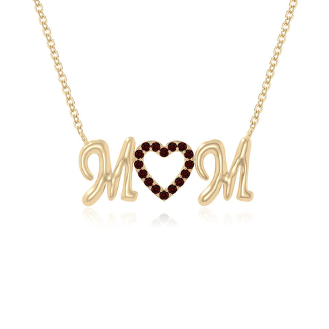 natural garnet mom heart necklaces in yellow gold vermeil 