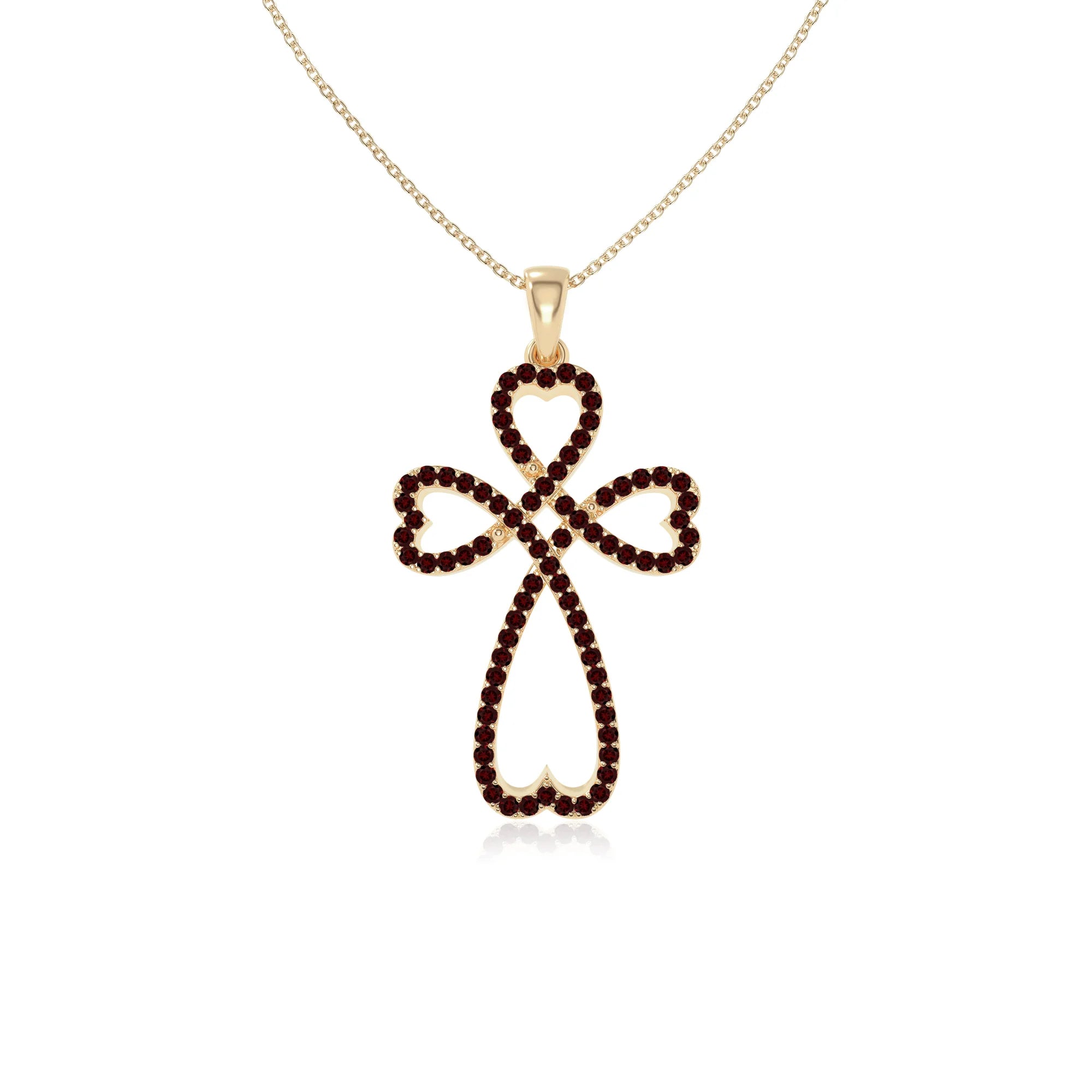 natural garnet infinity cross necklaces in yellow gold vermeil 