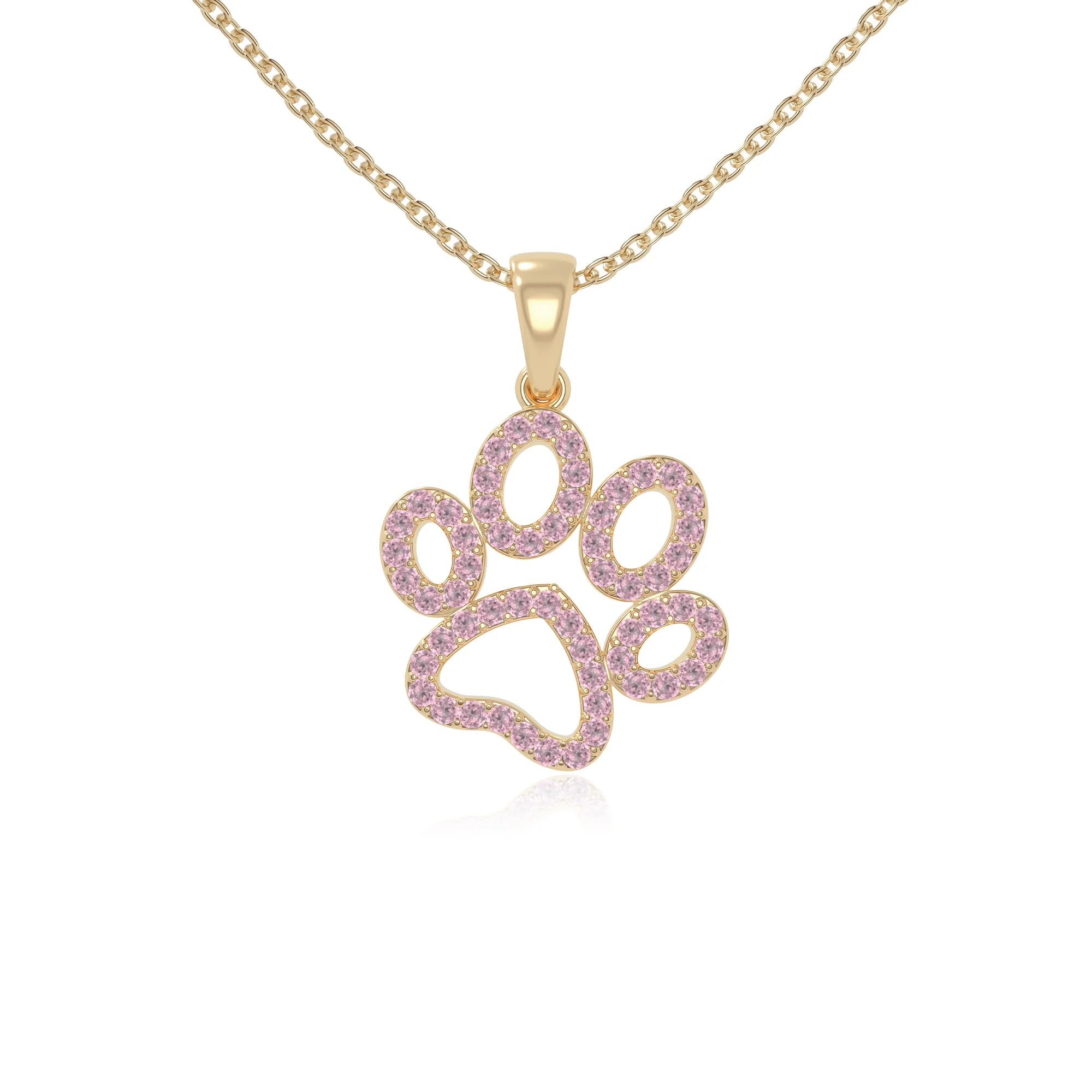 natural pink tourmaline dog paw knot necklaces in yellow gold vermeil 