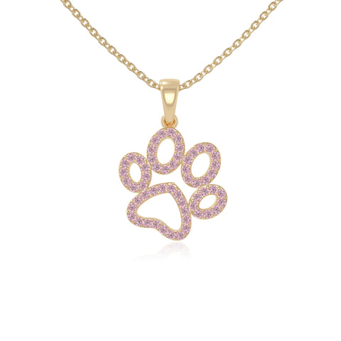 natural pink tourmaline dog paw knot necklaces in yellow gold vermeil 