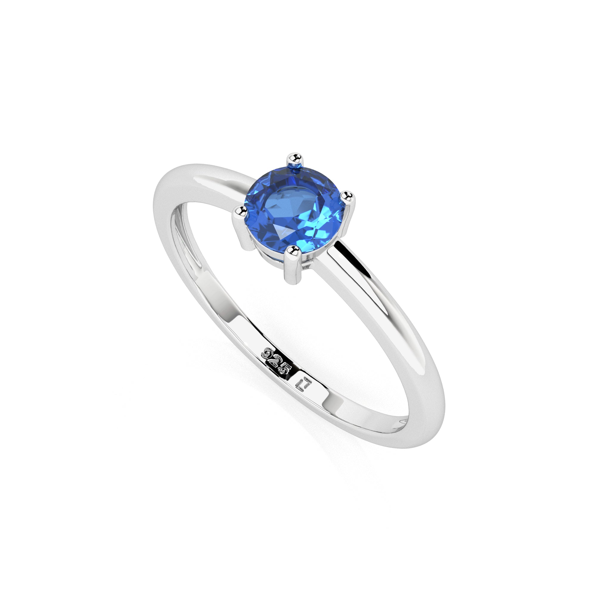 kyanite round cut stackable prong-set ring