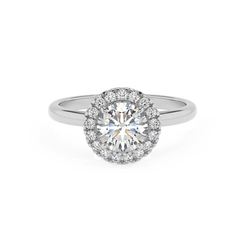 lab-grown moissanite round halo solitaire engagement ring