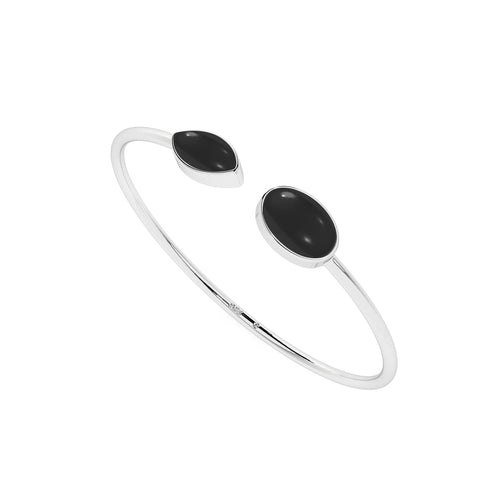 natural black-onyx oval-marquise shape twister bracelet