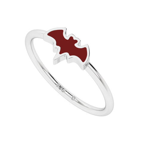 red garnet bat shape stackable bezel-set ring