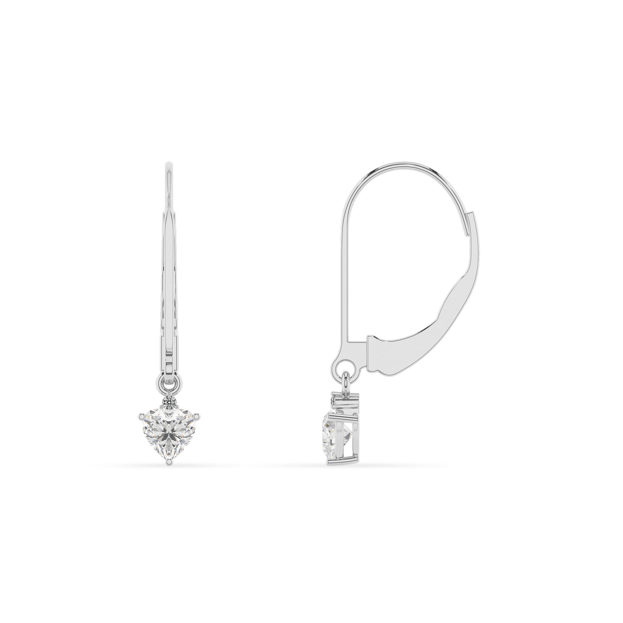 lab grown moissanite heart dangle earrings with moissanite 