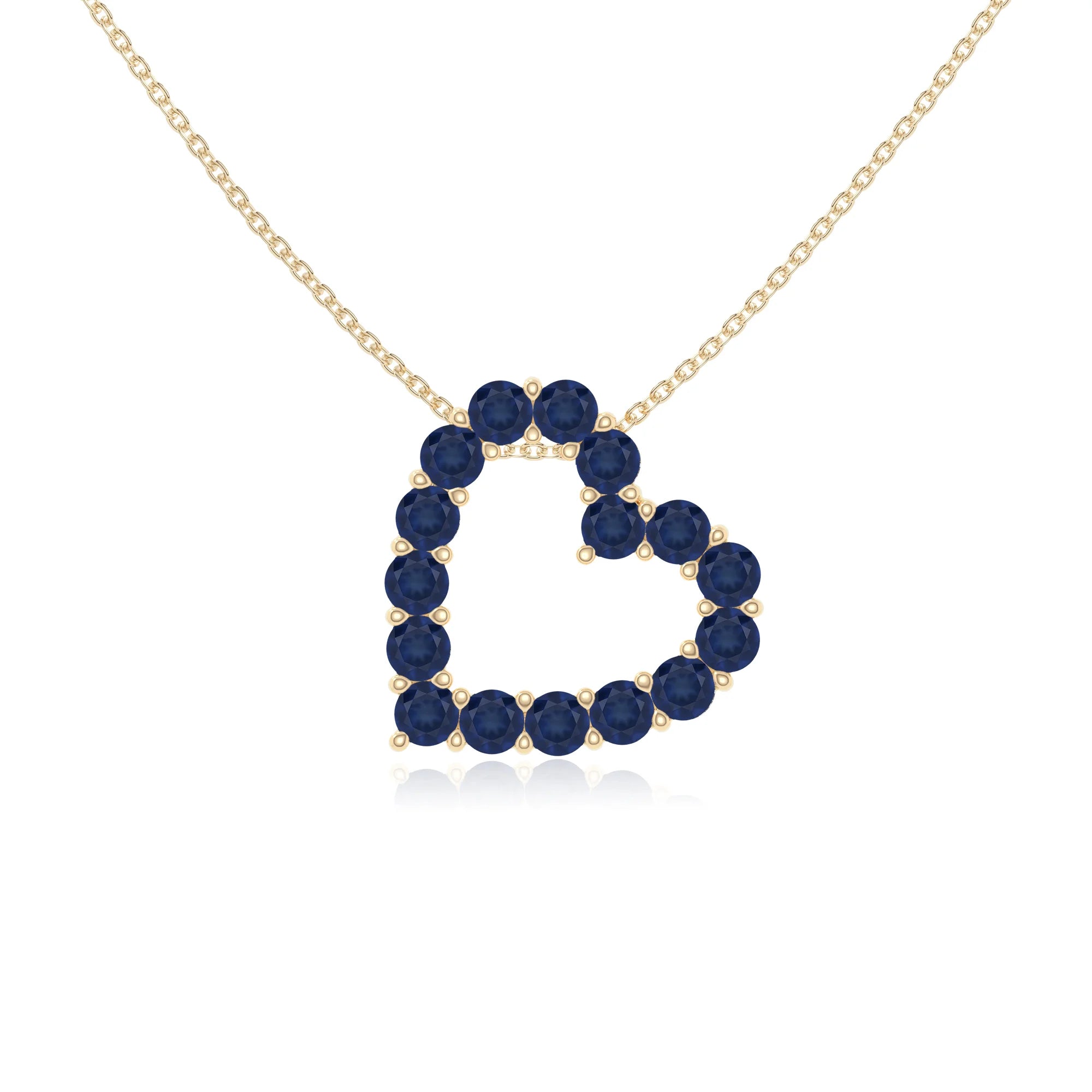 natural blue-sapphire heart necklaces in yellow gold vermeil 