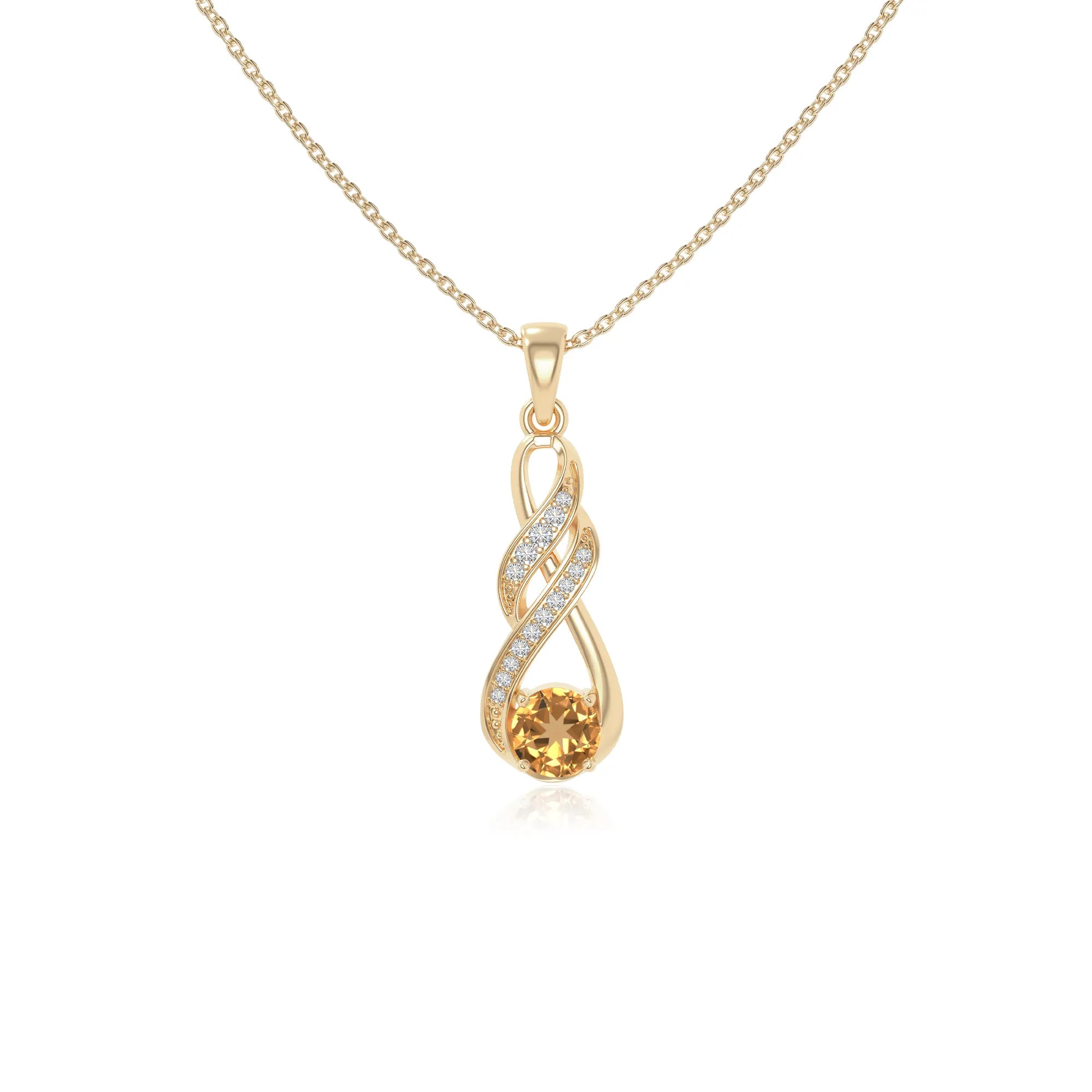 natural citrine infinity necklaces in yellow gold vermeil 