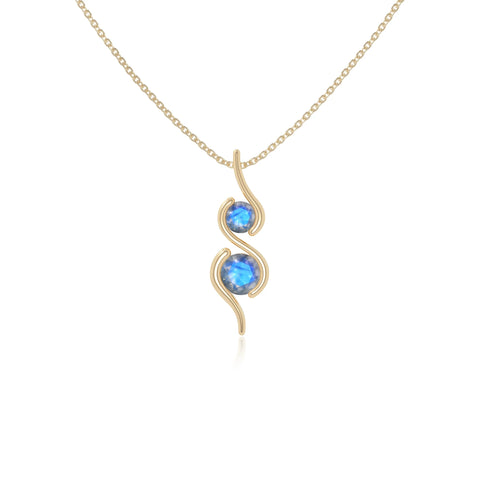 natural labradorite 2 stone infinity necklaces in yellow gold vermeil 