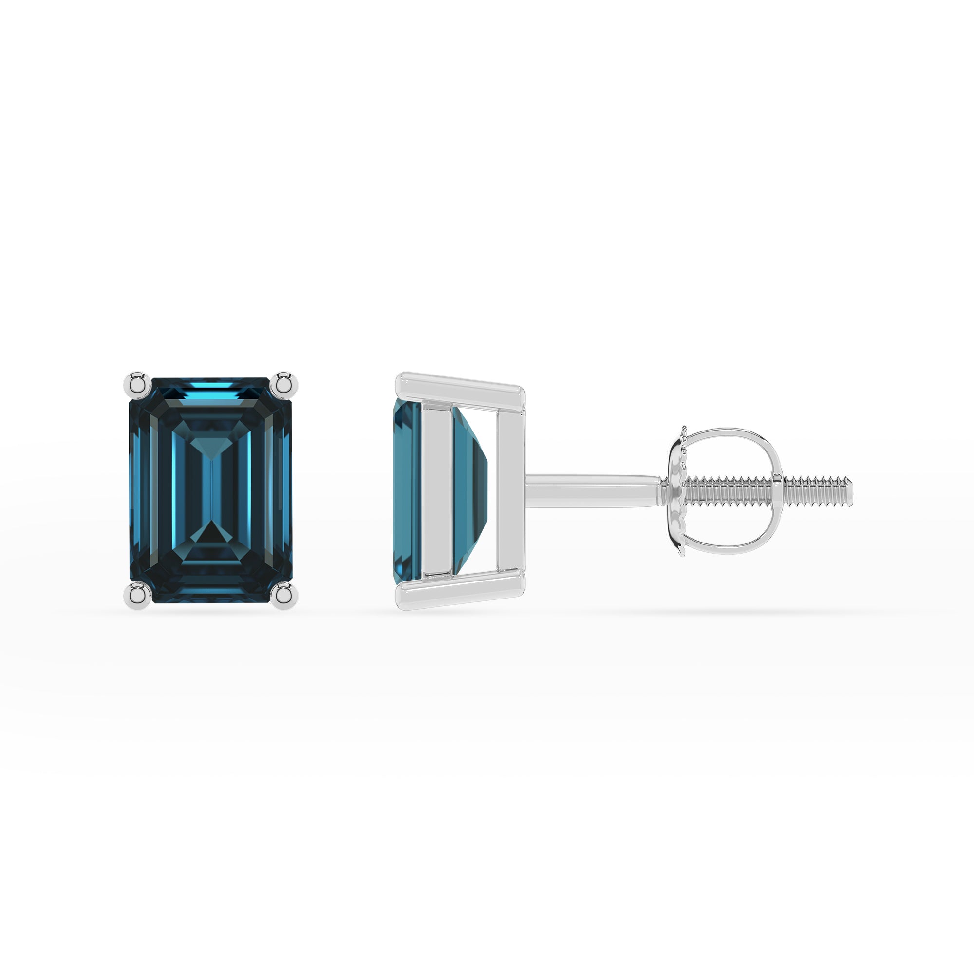 natural london blue topaz emerald cut stud earrings 