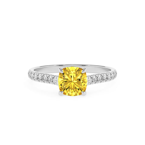 lab-grown yellow-sapphire cushion half eterity solitaire engagement ring