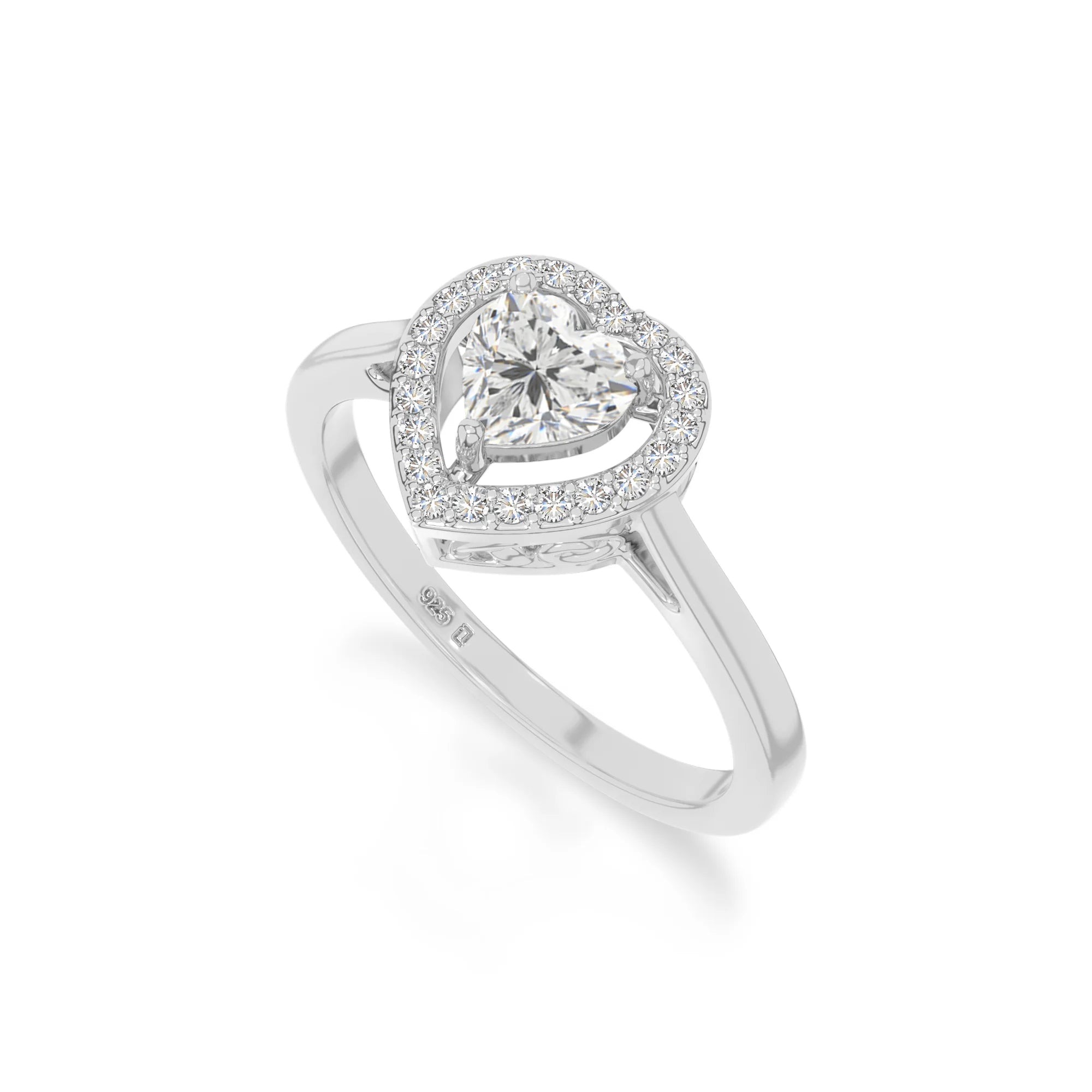 natural moissanite solitaire halo engagement rings in sterling silver 