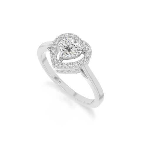 natural moissanite solitaire halo engagement rings in sterling silver 