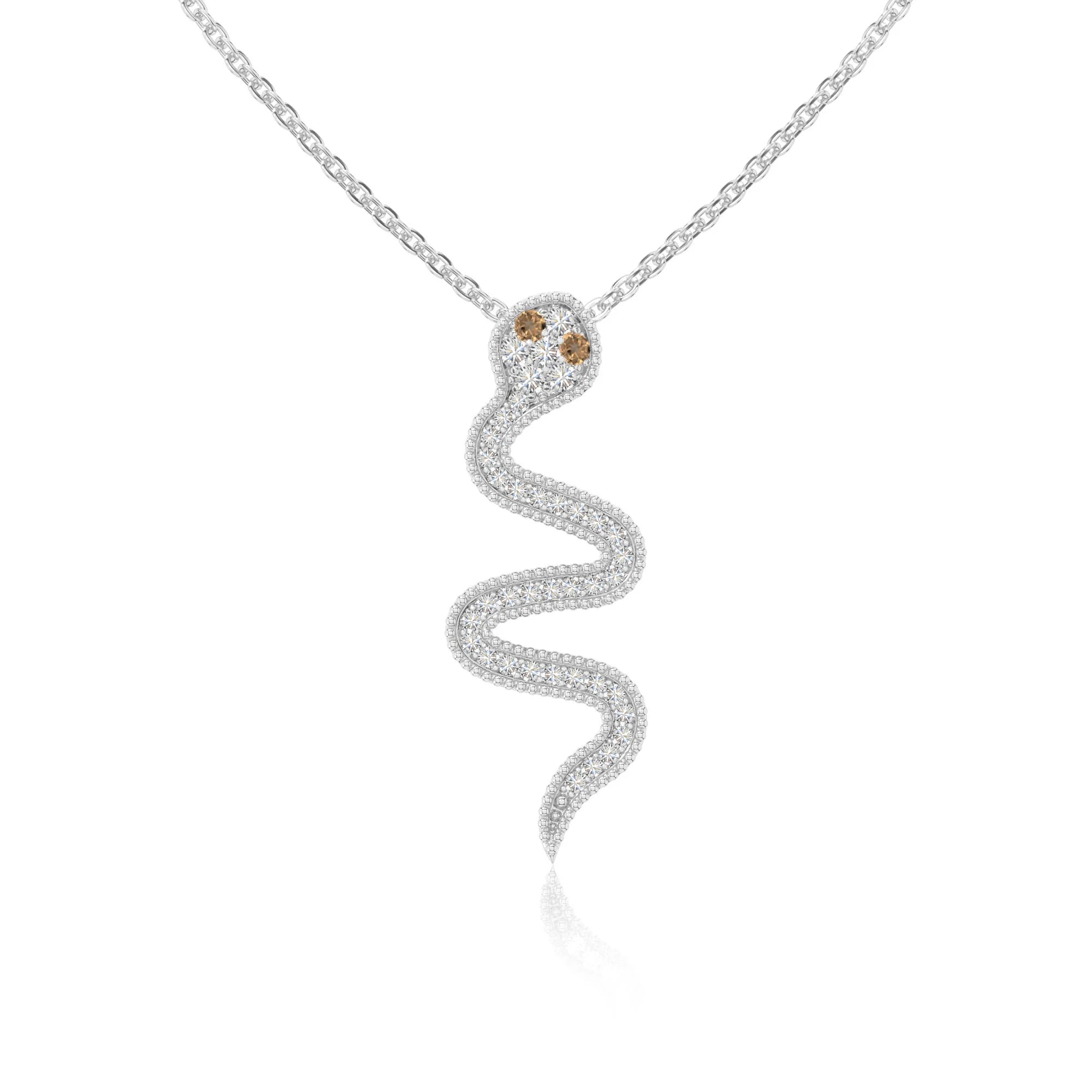 natural citrine snake necklaces in sterling silver 