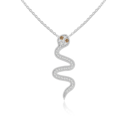 natural citrine snake necklaces in sterling silver 