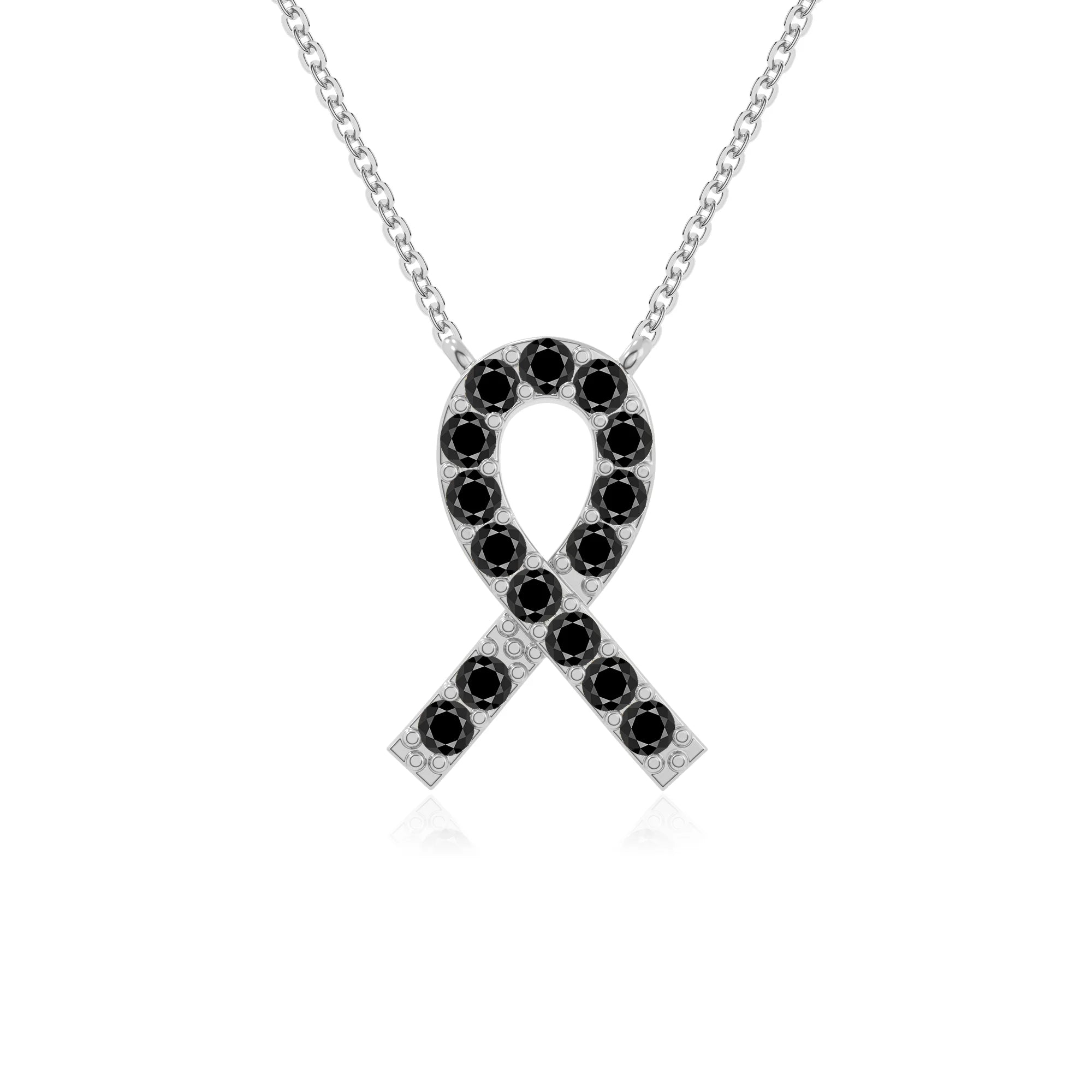 natural black onyx cancer ribbon necklaces in sterling silver 