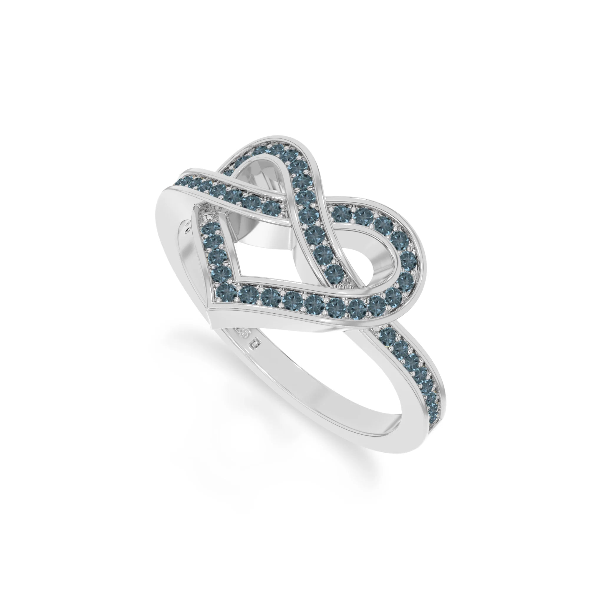 natural london blue topaz infinity knot heart promise rings in sterling silver 