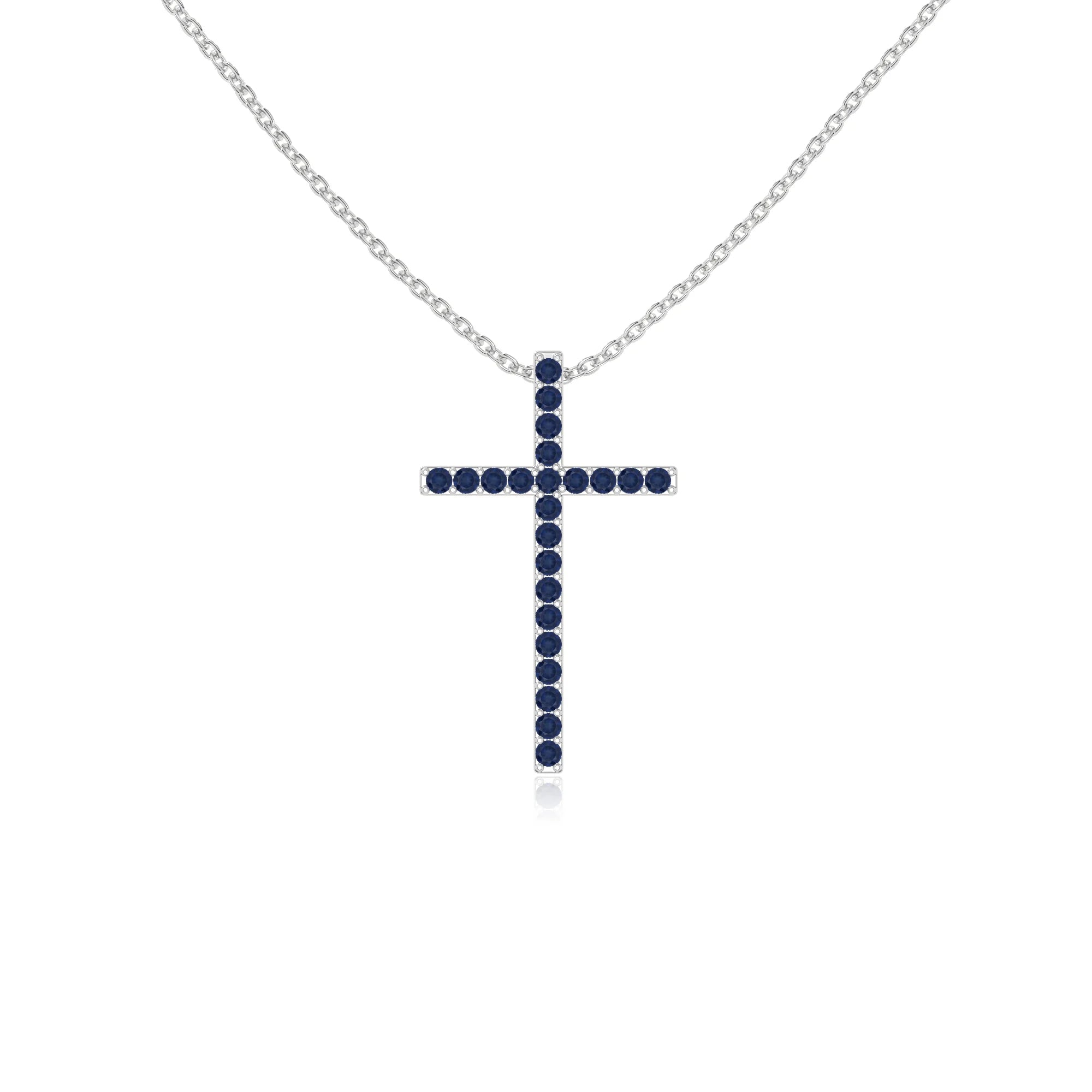 natural blue-sapphire cross necklaces in sterling silver 