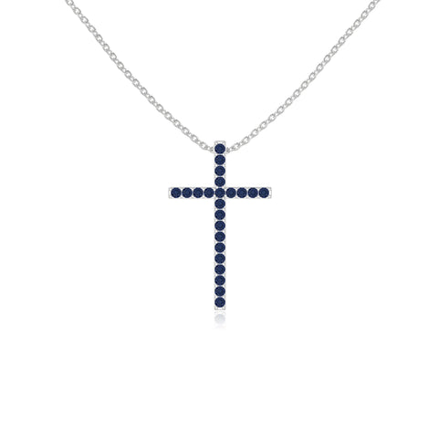 natural blue-sapphire cross necklaces in sterling silver 