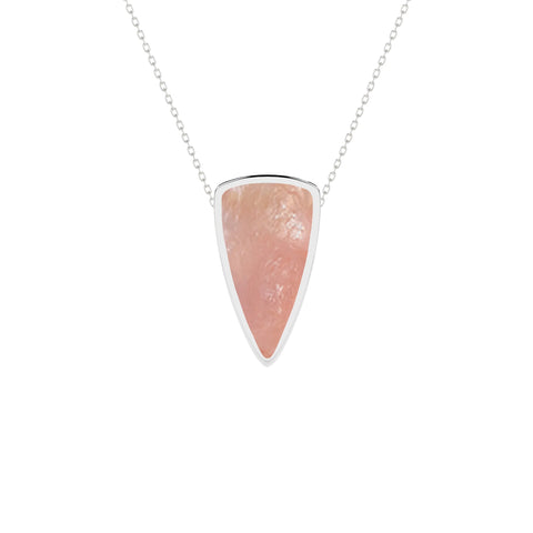 natural rose-quartz bullet shape pendant necklace